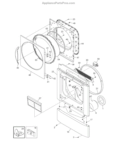 Parts for Kenmore 417.88042700 (41788042700, 417 88042700): Front Panel ...