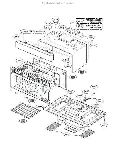 Parts for Kenmore 721.80833500 (72180833500, 721 80833500): Oven Cavity ...