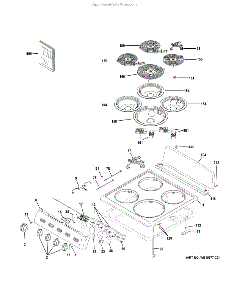 Ge Wb36x31052 Cooktop Complement Appliancepartspros Com